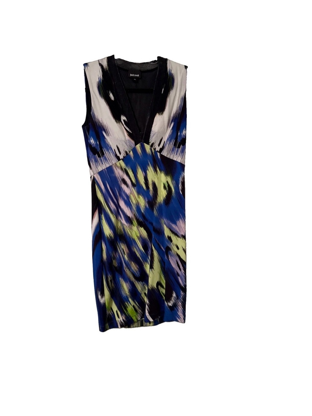 Just Cavalli Blue Multi Print Sleeveless Midi Dress